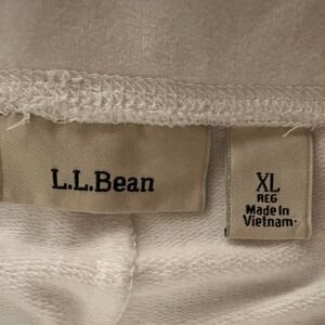 L.L.Bean Women's White Cotton Knit Sweatpants XL Straight Mid Rise Pockets
